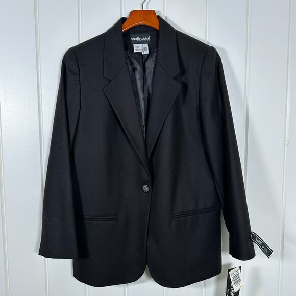 New Old Stock Women's 12 Petite 100% Wool Blazer Sag Harbor One Button Lined Y2K - Picture 1 of 10